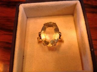 Stunning Very Large Vintage 9ct Gold Citrine Ring,  Uk Size T 6g