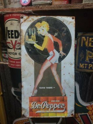 Vintage Old Dr.  Doctor Pepper Metal Sign Gas Station General Store Coke Pepsi