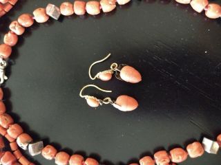 3 Antique Vintage Red Orange Coral Bead Necklaces & Earrings 3 separate unique 5