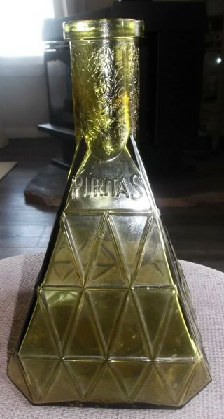 Rare Vintage Triangle Shaped Amber Puritas Water Co.  Bottle Los Angeles