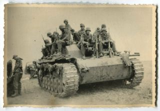 German Wwii Archive Photo: Wehrmacht Soldiers On Stug Iii Assault Gun Armor