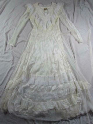 Vtg 60s 70s Womens Gunne Sax Fancy Boho Hippie Prairie Dress Festival Sz 13