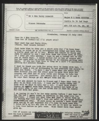 1945 Us V - Mail Service Co,  3rd Infantry Regt (augsburg,  Germany),  Apo 758,  Ny