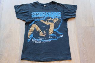 Vintage 1984 Scorpions Love At First Sting T - Shirt Black Medium Vtg 80s 84 Metal