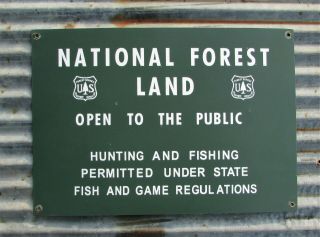 National Us Forest Service Public Hunting Fishing Land Metal Sign Vintage River