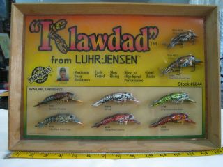 Fishing Lure Advertising,  Orig " Luhr - Jensen  Klawdad " Framed W/8 Lures $49no/res