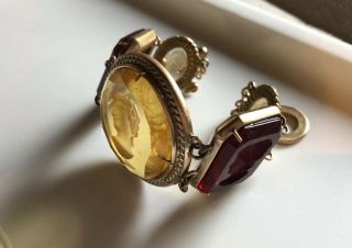 Vintage Patrizia Daliana Bronze Engraved Murano Glass & Cabochons Bracelet 3
