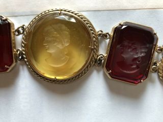Vintage Patrizia Daliana Bronze Engraved Murano Glass & Cabochons Bracelet 5