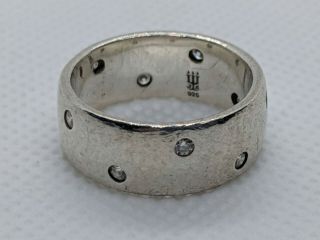 Rare Retired James Avery Sterling Silver Enduring Band W/ Diamonds Size 7.  5