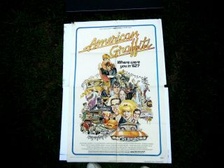 Vintage Movie Poster American Graffiti Warner Brothers.  1973 Number 73/253