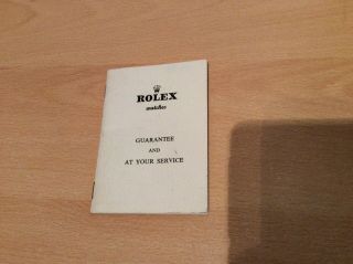 Rare Rolex 1964 Guarantee And Service Booklet