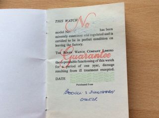 Rare Rolex 1964 Guarantee And Service Booklet 3
