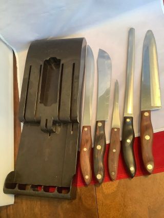 Vintage Cutco 6pc Kitchen Knife Set W/bakelite Wall Holder1022 1024 53 55 57 G29