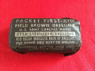 Ww2 Us Army Usmc First Aid Carlisle Bandage Packet Wax Cardboard