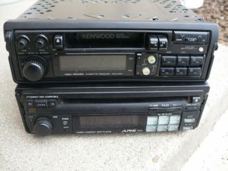 Two Vintage Pull Out Car Radio Stereo Tape Cd Player Alpine 7915 Rare Kenwood