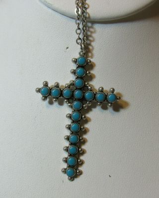 Vintage Bell Trading Post Sterling Silver Turquoise Cross Pendent
