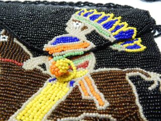 1980s VINTAGE PICTORIAL SIOUX INDIAN BEADED WESTERN POUCH / BAG / PURSE 2