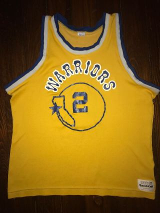 Vintage 80s Golden State Warriors Jersey By Sand Knit Boys L Made In Usa