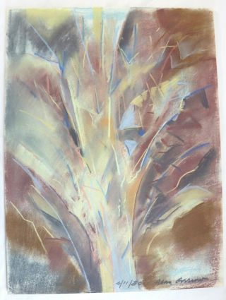 Rare Alan Gussow Pastel On Paper " April Oak " Abstract Nature Scene Vtg Ny Artist