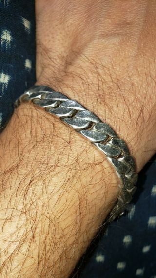 Mens Vintage Heavy Sterling Silver Bracelet 53 grams 3