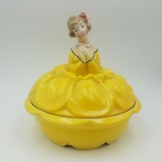 Vintage 1920s Bavaria German Porcelain Lady Powder Dresser Jar Half Doll Related