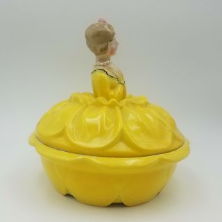 Vintage 1920s Bavaria German Porcelain Lady Powder Dresser Jar Half Doll Related 3