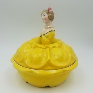 Vintage 1920s Bavaria German Porcelain Lady Powder Dresser Jar Half Doll Related 4