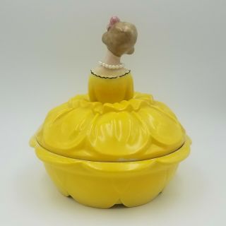 Vintage 1920s Bavaria German Porcelain Lady Powder Dresser Jar Half Doll Related 5