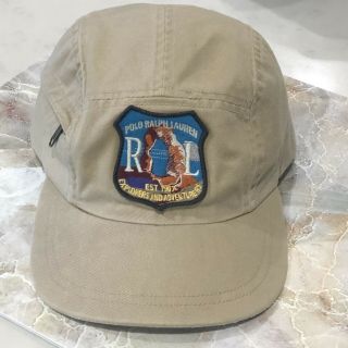 Vintage Polo Ralph Lauren Khaki Leather Strapback Hat Rare 90’s 2000’s Usa Sport