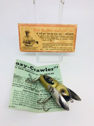 Vintage Early Heddon Crazy Crawler Fishing Lure Early Glow Worm