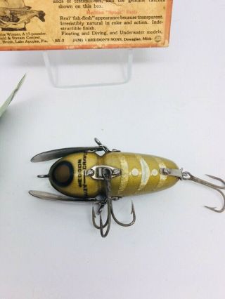 Vintage Early Heddon Crazy Crawler Fishing Lure EARLY GLOW WORM 4