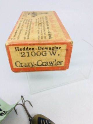 Vintage Early Heddon Crazy Crawler Fishing Lure EARLY GLOW WORM 5