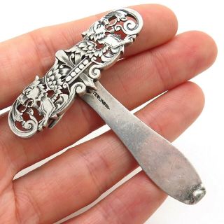 Antique Victorian Sterling Silver Dragon Collectible Pocket Watch Belt Clip Hook