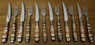 Very Rare Royal Crown Derby Imari 2451 - Set Of 6 Knives & Forks -.