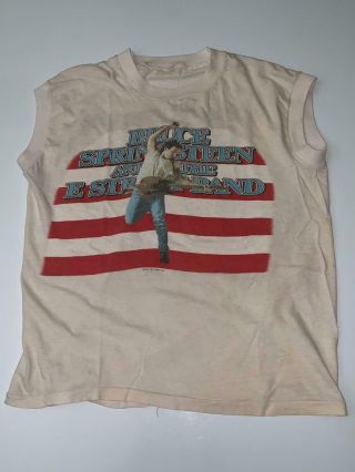 Vintage Bruce Springsteen Born In The Usa 1984 - 85 Tour Concert Sleeveless Tee Lg