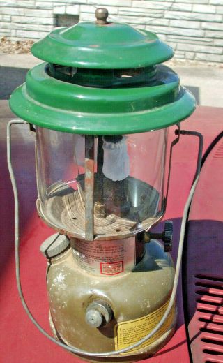 Vintage 1958 Military Issue Leaded Gas 2 Mantle Coleman Lantern W/globe Storge