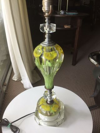 Vintage Art Glass St Clair Paperweight Lamp