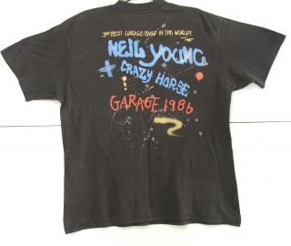 vintage NEIL YOUNG & CRAZY HORSE ' Garage 1986 Tour ' concert tee 3