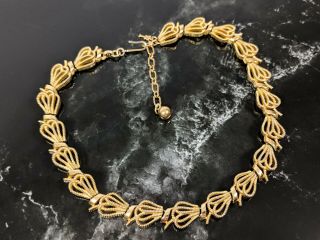 Lovely Vintage Golden Necklace Ribbon Design By Trifari Jewellery