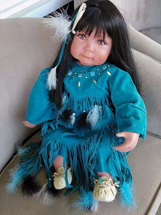 Donna Rubert Porcelain Native American Indian Skookum Doll 24in.  1998 461/2000