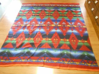 Vintage Western Camp Blanket Aztec Multi Colored Reverse Colors 70 X 79