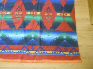 Vintage Western Camp Blanket Aztec multi colored Reverse Colors 70 x 79 2