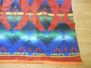 Vintage Western Camp Blanket Aztec multi colored Reverse Colors 70 x 79 4