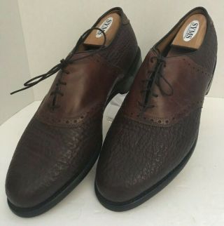 VINTAGE ALLEN EDMONDS SHELTON TWO - TONED BROWN SHARKSKIN (8261) SIZE 10.  5 3E - EUC 3