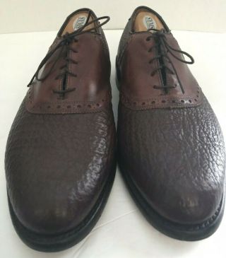 VINTAGE ALLEN EDMONDS SHELTON TWO - TONED BROWN SHARKSKIN (8261) SIZE 10.  5 3E - EUC 6