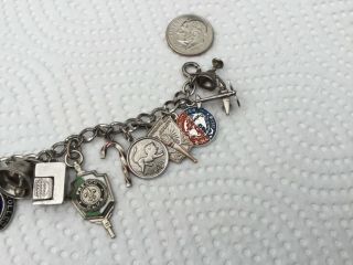 Vintage Sterling Silver charm Bracelet with 21 Sterling Charms 2