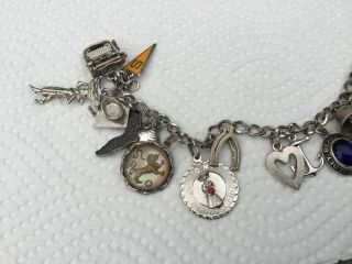 Vintage Sterling Silver charm Bracelet with 21 Sterling Charms 3