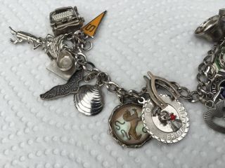 Vintage Sterling Silver charm Bracelet with 21 Sterling Charms 4