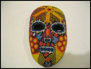 Vintage Mexican Huichol Beaded Mask