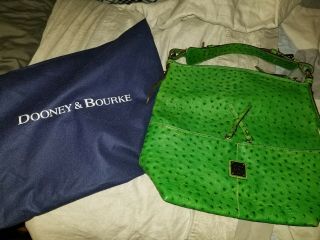 Dooney & Bourke Ostritch Green Spring Hobo Bag Purse Db Tote Soft W/ Dust Cover